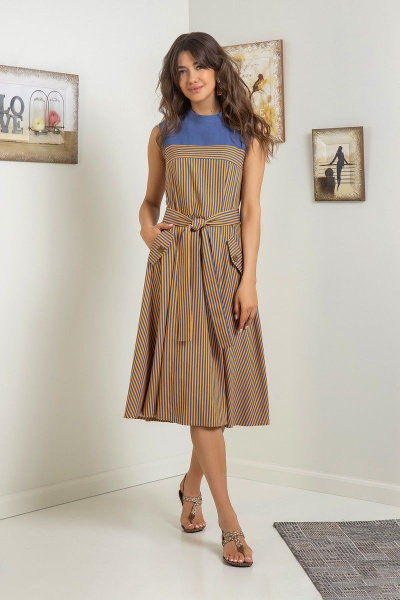 Платье Samnari Т133 полоска_желто-синий - фото 2