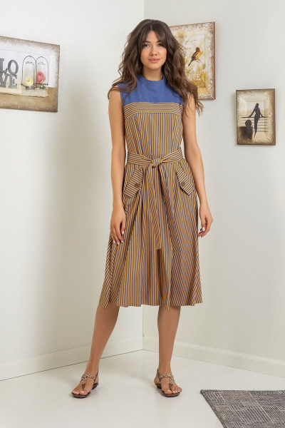 Платье Samnari Т133 полоска_желто-синий - фото 1