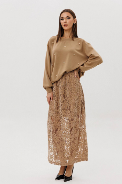 Джемпер, юбка Fantazia Mod 5324 песок - фото 7