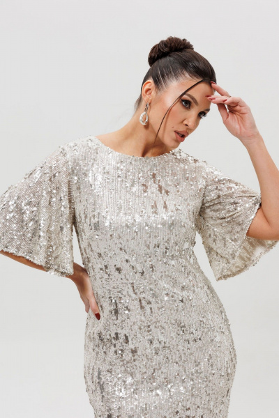 Платье Mislana 1037/1 серебро - фото 3