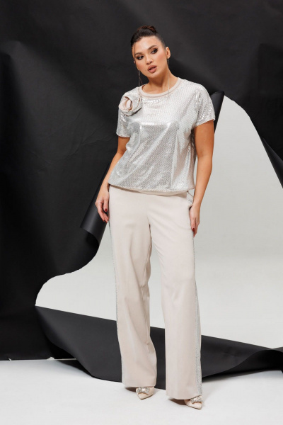 Блуза, брюки Mislana 1277 серебро/беж - фото 14