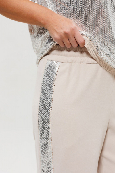 Блуза, брюки Mislana 1277 серебро/беж - фото 10