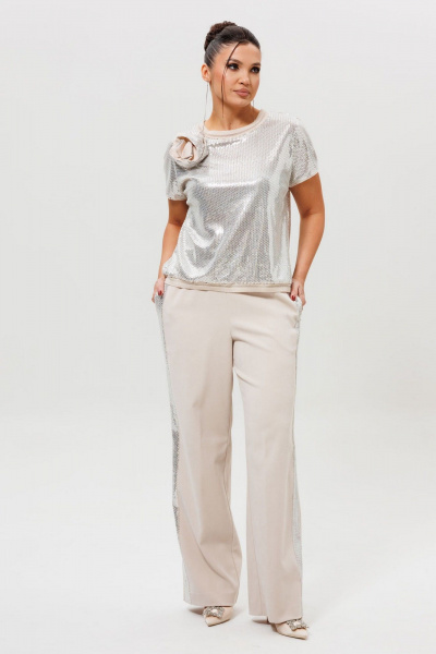 Блуза, брюки Mislana 1277 серебро/беж - фото 1