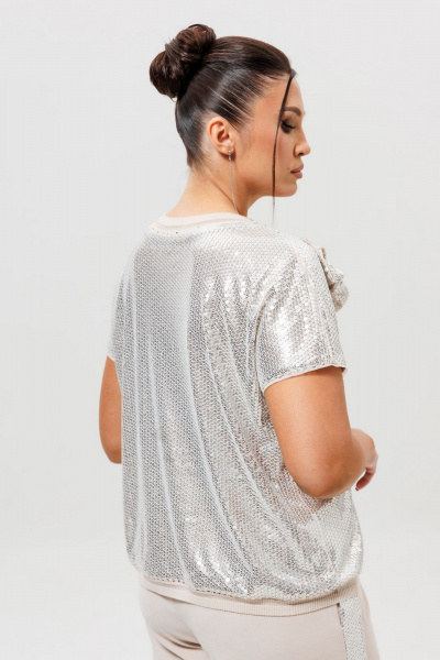 Блуза, брюки Mislana 1277 серебро/беж - фото 6