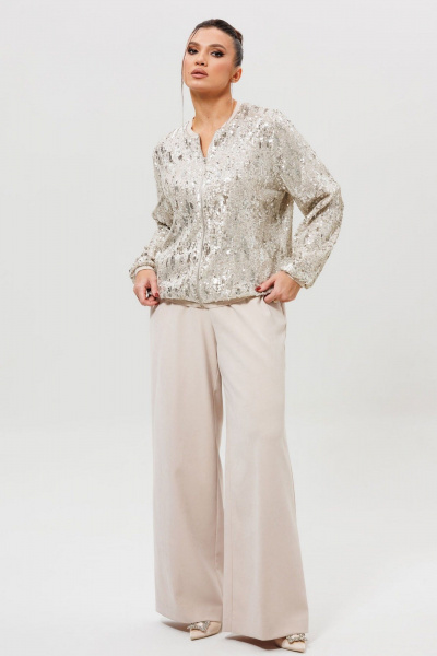 Брюки, бомбер Mislana 1279к серебро/беж - фото 1