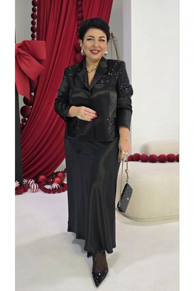 Жакет, юбка Vittoria Queen 27323 черный - фото 9