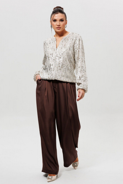 Брюки, бомбер Mislana 1283/1 серебро/шоколад - фото 6