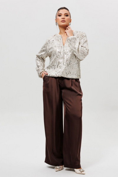 Брюки, бомбер Mislana 1283/1 серебро/шоколад - фото 5