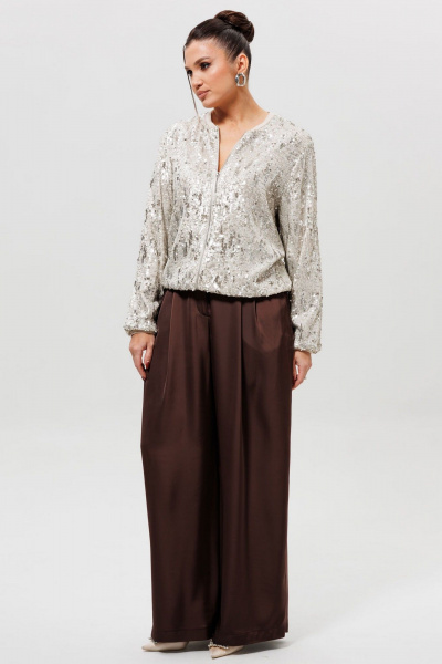 Брюки, бомбер Mislana 1283/1 серебро/шоколад - фото 4