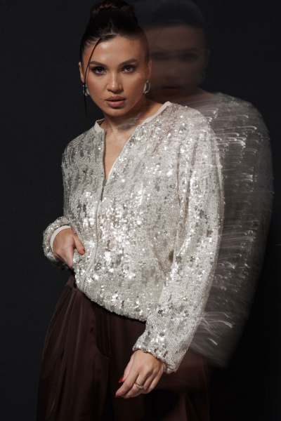 Брюки, бомбер Mislana 1283/1 серебро/шоколад - фото 3