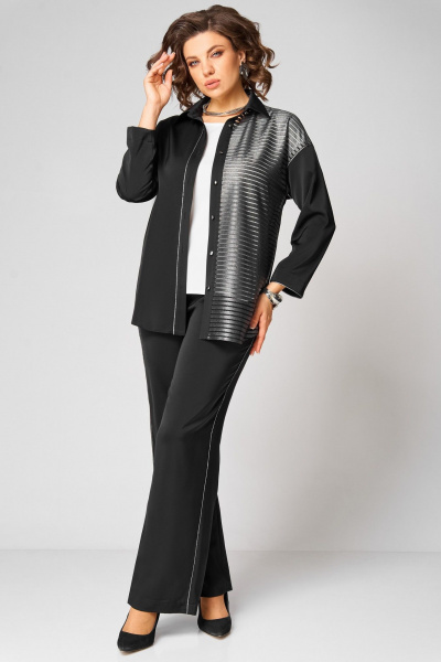 Блуза, брюки, топ Мишель стиль 1338 черно-белый - фото 1