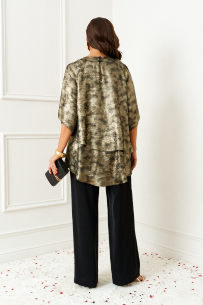 Блуза, брюки Beautiful&Free 6409 черный-золото - фото 7