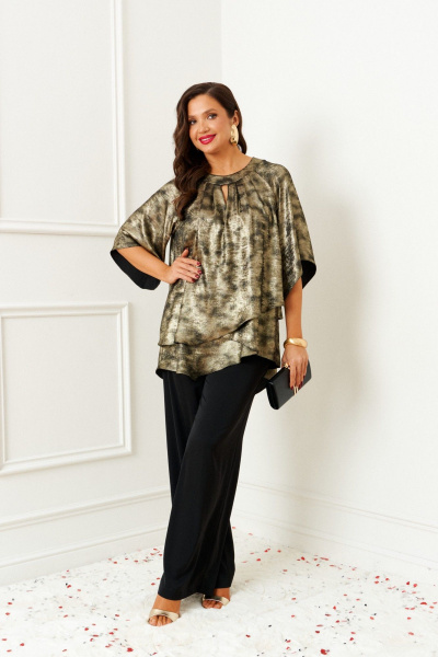 Блуза, брюки Beautiful&Free 6409 черный-золото - фото 4