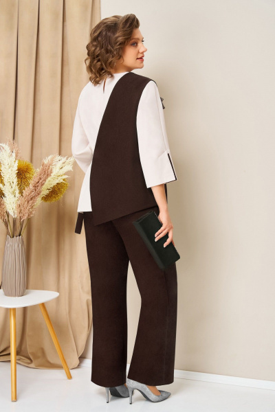 Блуза, брюки, жилет VOLNA 1455 шоколадно-коричневый - фото 6