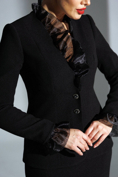 Жакет, юбка Мода Юрс 25-2838 черный_органза - фото 6