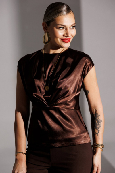 Брюки, топ Мода Юрс 25-2947 коричневый - фото 3