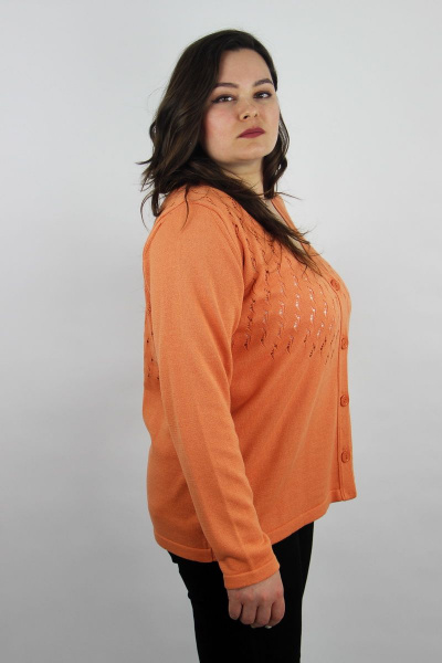 Жакет демисезонный оранжевый прямой с пуговицами Полесье С2926-20 0С2231-Д43 158,164 медный_загар - фото 3