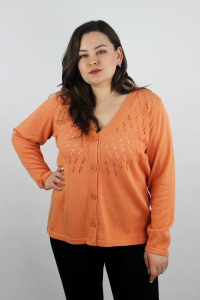 Жакет демисезонный оранжевый прямой с пуговицами Полесье С2926-20 0С2231-Д43 158,164 медный_загар - фото 1
