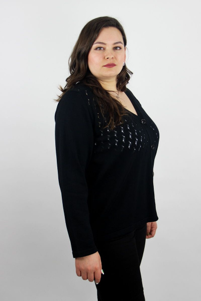 Жакет демисезонный с V-образным вырезом и пуговицами Полесье С2926-20 0С2231-Д43 158,164 черный_антрацит - фото 3