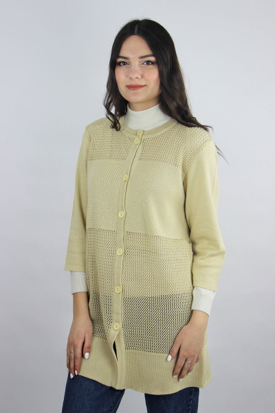 Жакет демисезонный удлиненный с коротким рукавом и застежкой Полесье С2985-19 9С0374-Д43 158,164 натуральный - фото 1