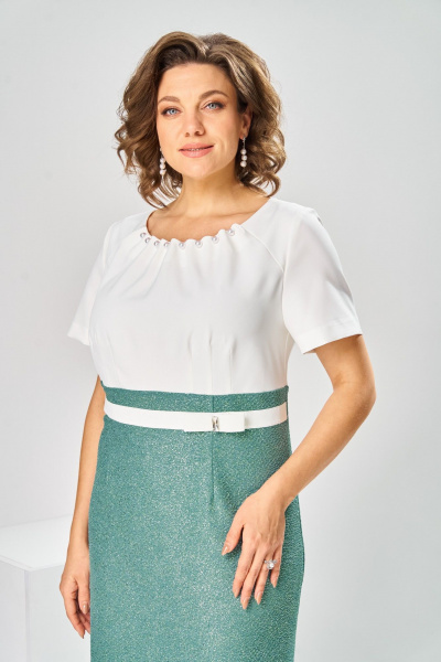 Жакет, платье Romanovich Style 3-2697 белый/зелень - фото 18