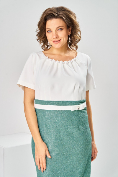 Жакет, платье Romanovich Style 3-2697 белый/зелень - фото 17