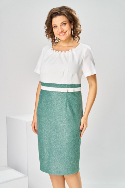 Жакет, платье Romanovich Style 3-2697 белый/зелень - фото 14