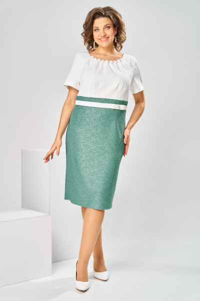 Жакет, платье Romanovich Style 3-2697 белый/зелень - фото 12