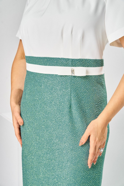 Жакет, платье Romanovich Style 3-2697 белый/зелень - фото 10