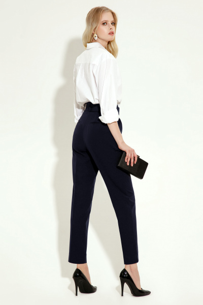 Летние молодежные брюки из тонкого текстиля с разрезами Панда 11860z синий - фото 2