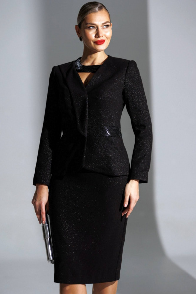 Жакет, юбка Мода Юрс 25-2888 черный - фото 7