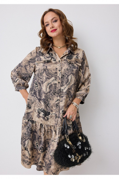 Платье Твой имидж 2281 бежевый_с_принтом - фото 7