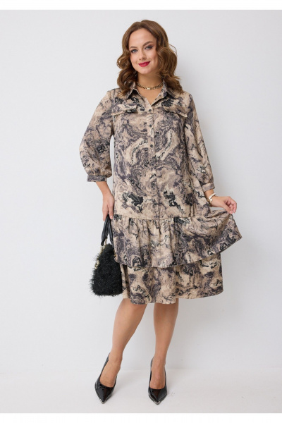Платье Твой имидж 2281 бежевый_с_принтом - фото 1