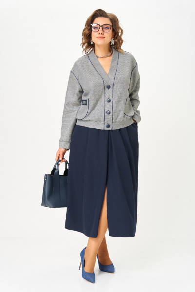 Бомбер, юбка Aira Style 24131 синий - фото 8