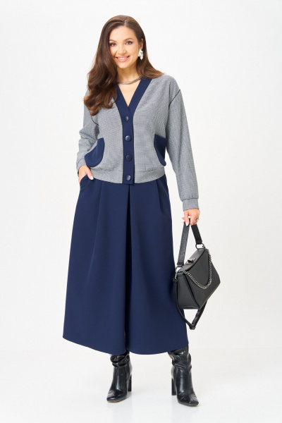 Бомбер, юбка Aira Style 24131-1 синий - фото 11
