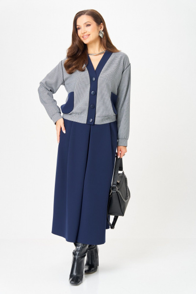 Бомбер, юбка Aira Style 24131-1 синий - фото 2