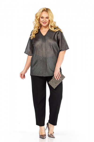 Блуза, брюки Элль-стиль 2439 серебро_черный - фото 10