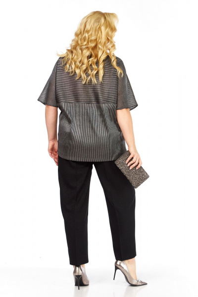 Блуза, брюки Элль-стиль 2439 серебро_черный - фото 4
