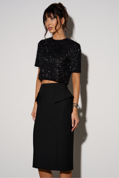 Короткий топ с пайетками и овальной горловиной ANNETE A2035 - фото 5