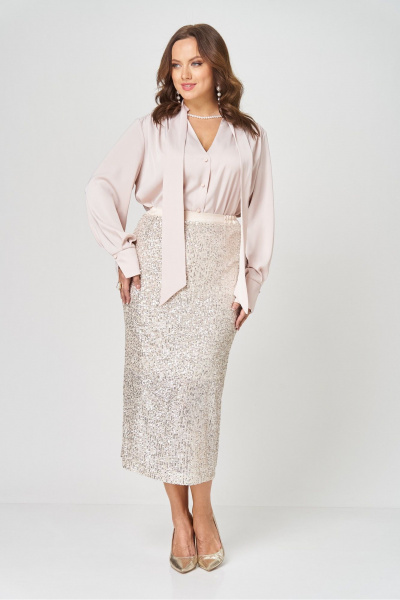 Блуза Ольга Стиль С-961 пудра - фото 6