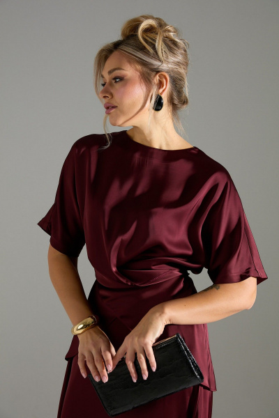 Блуза, юбка LM К1180114 бордовый - фото 8