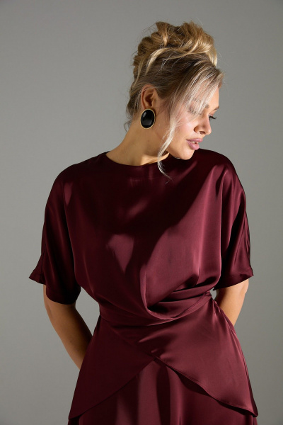 Блуза, юбка LM К1180114 бордовый - фото 7