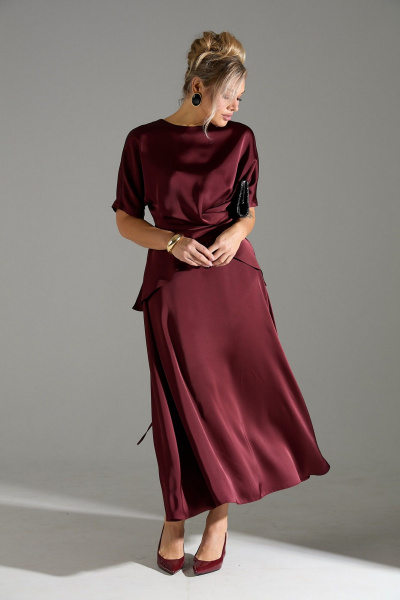Блуза, юбка LM К1180114 бордовый - фото 6