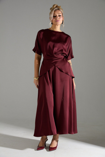 Блуза, юбка LM К1180114 бордовый - фото 4