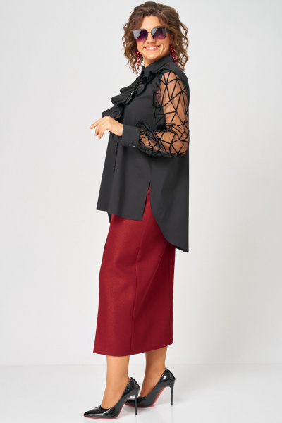 Блуза EVA GRANT 7174-1В черный - фото 6