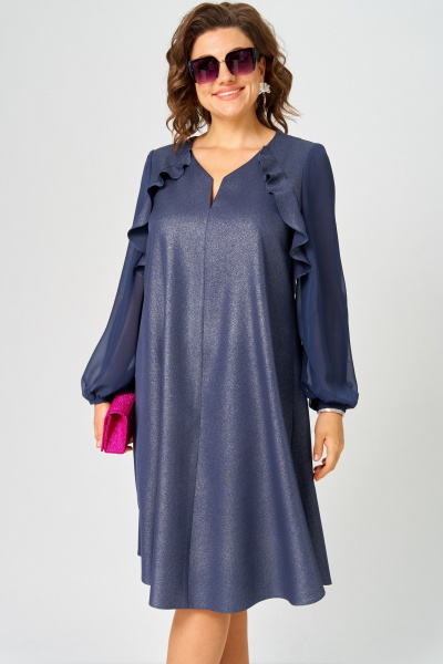 Платье EVA GRANT 7322А синий_баклажан - фото 11