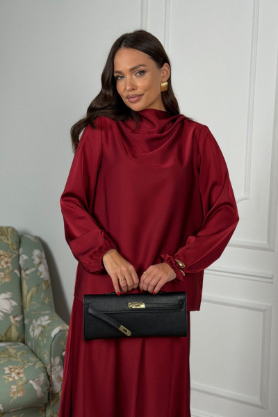 Блуза, юбка DAVA 2236 бордовый - фото 14