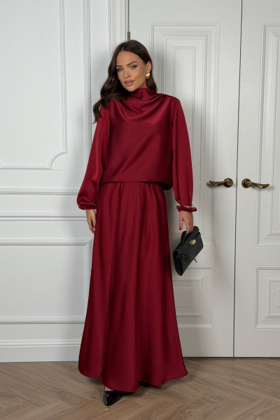 Блуза, юбка DAVA 2236 бордовый - фото 10