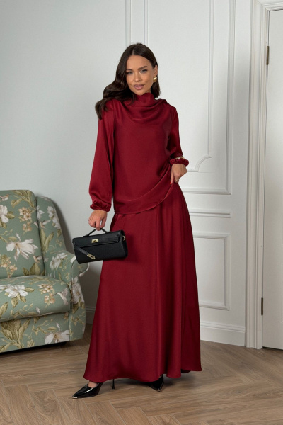 Блуза, юбка DAVA 2236 бордовый - фото 9