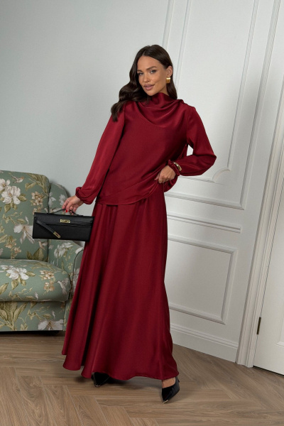 Блуза, юбка DAVA 2236 бордовый - фото 2